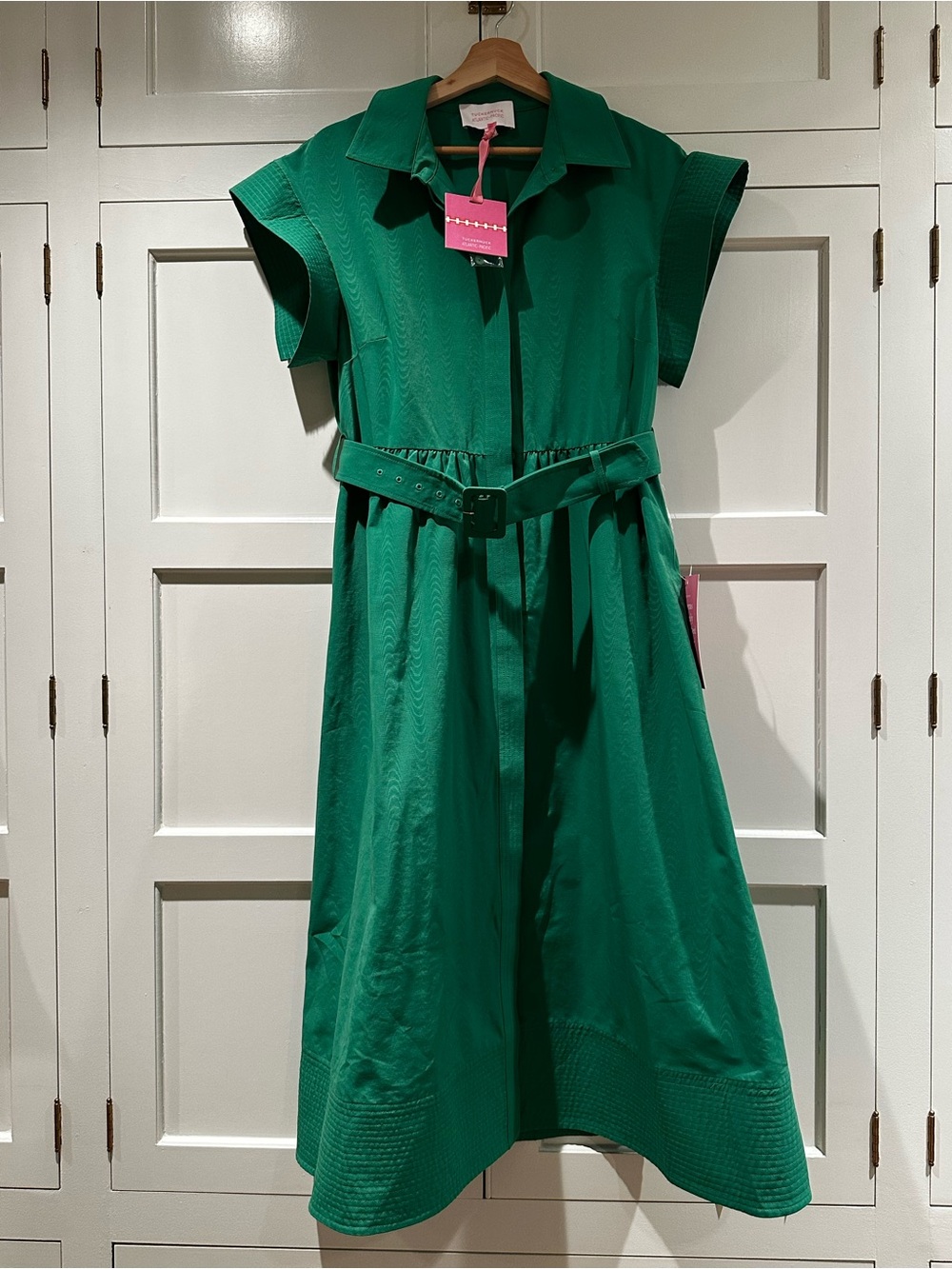 Tuckernuck Girls' Emerald Green Belted Shirt Dress